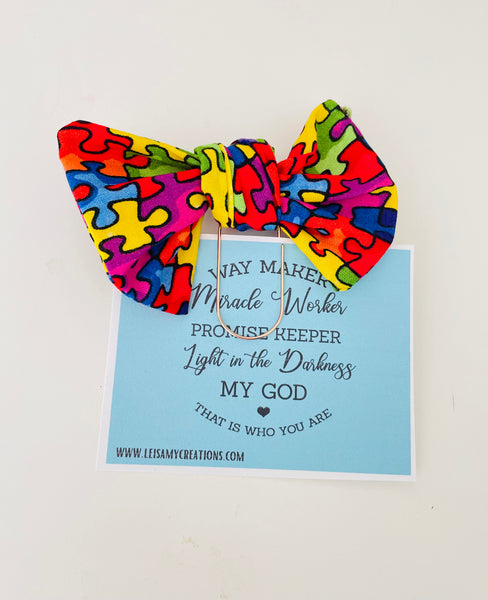 Puzzle Fabric Paper  Clips Hand Made